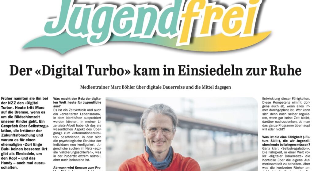 Screenshot des Zeitungsartikels im Einsiedler Anzeiger vom 20. Februar 2026 mit dem Titel «Der Digital Turbo kam in Einsiedeln zur Ruhe» über Medientrainer Marc Böhler.